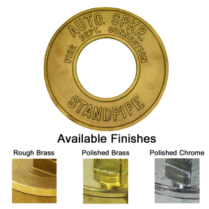 4" Round "Auto Sprinkler / Standpipe" Plate - Brass, Polished Chrome