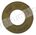 4" Round "Fire Pump Test Connection" Plate - Brass, Polished Chrome