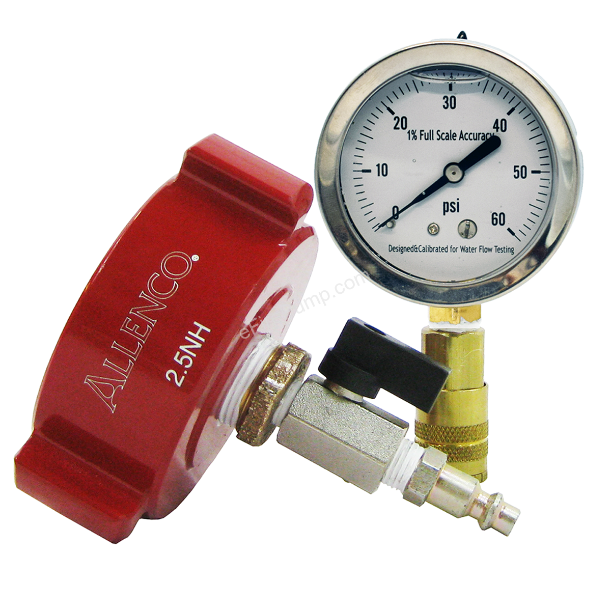 fire, flow, pressure Allenco 2-1/2" Hydrant Test Cap w/ Gauge Select PSI 